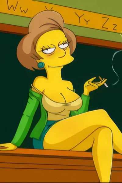 18+ mature Rule 34 art of Edna Krabappel, The Simpsons
